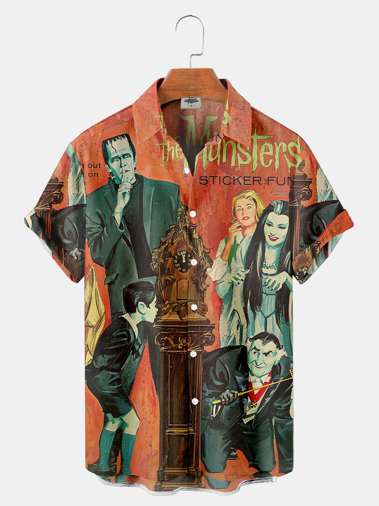 Men's Classic Monster Print Shirt PLUSCLOTHESMAN