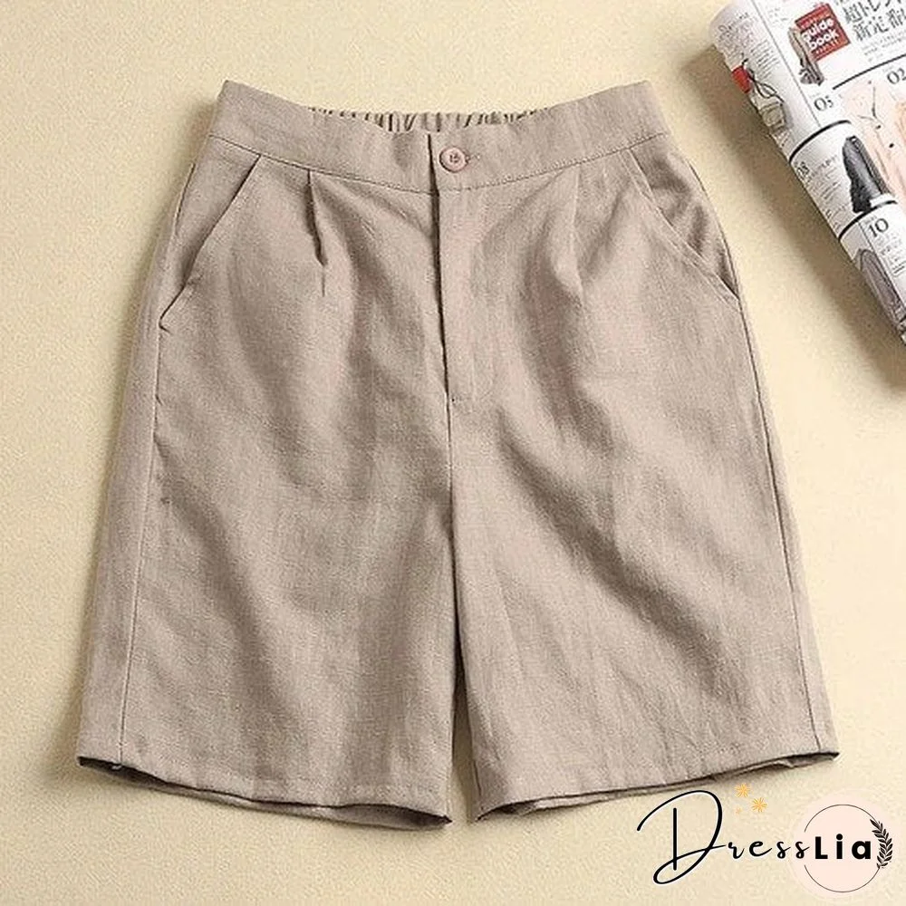 Cotton And Linen Casual Shorts Women'S Plus Size Thin Loose All-Match Wide-Leg Pants Summer New Style Korean High-Waist Shorts