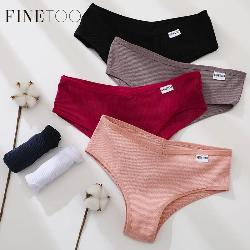 FINETOO Women Cotton Panties M-XL Cheekie Underpants Ladies Underwear Comfortable Briefs Soft Panty Female Lingerie 6 Colors New
