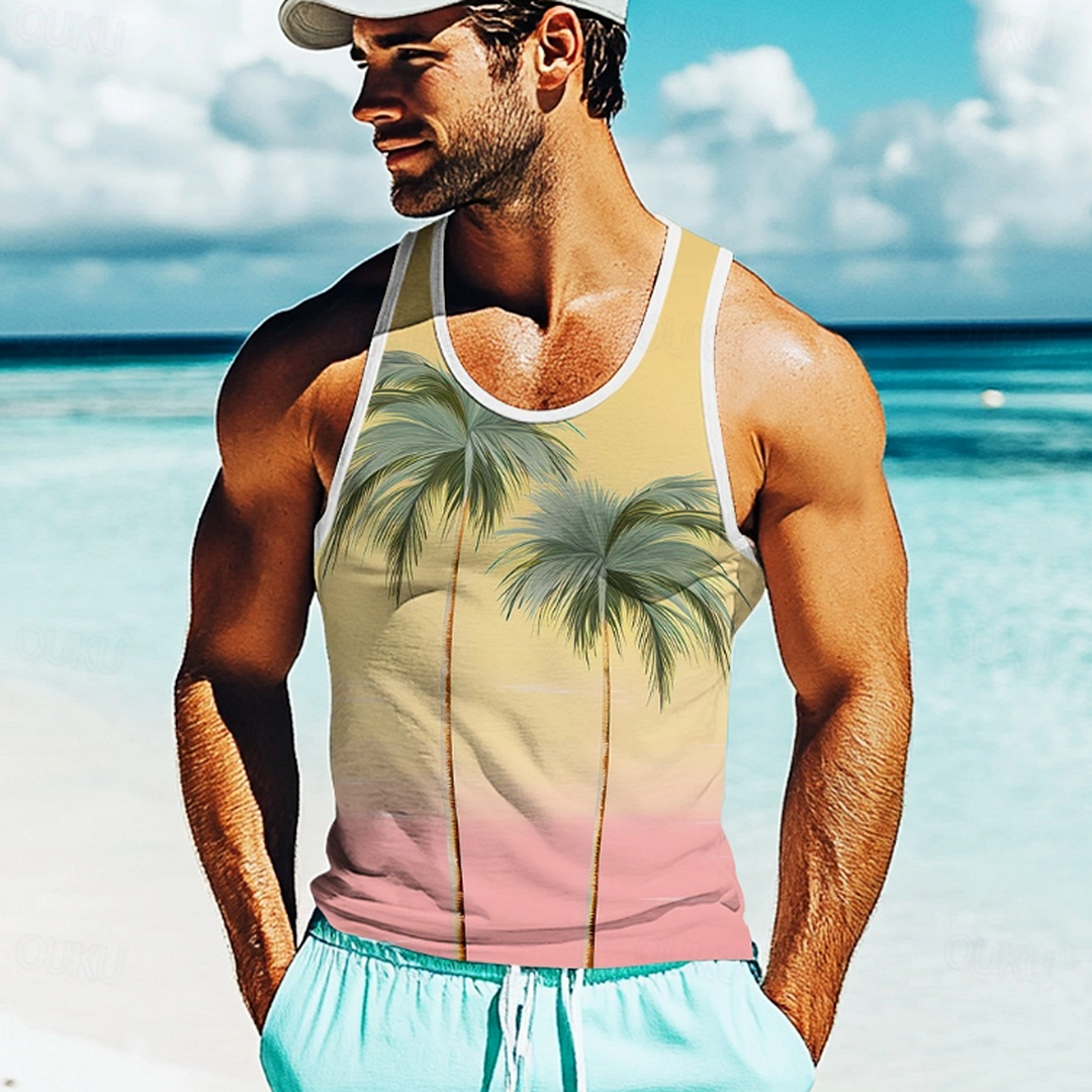 Tropical Palm Tree Tank Top for Summer Beachwear