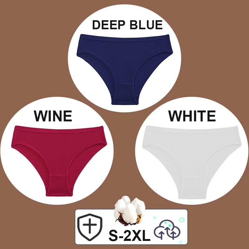 FINETOO 3PCS/Set Women Cotton Pantys Soft Back Love Lace Briefs Mesh Femme Underpants Woman Low-Waist Underwear Lingerie S-2XL