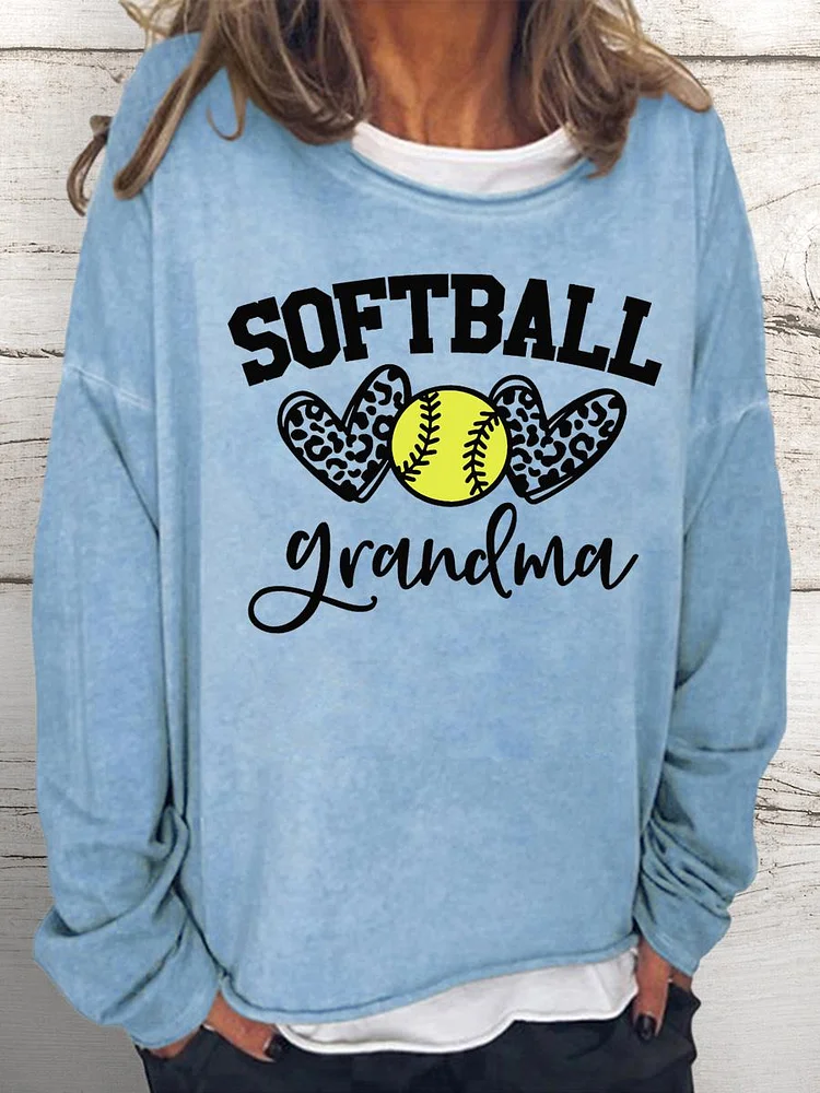 Softball Grandma Women Loose Sweatshirt-Annaletters