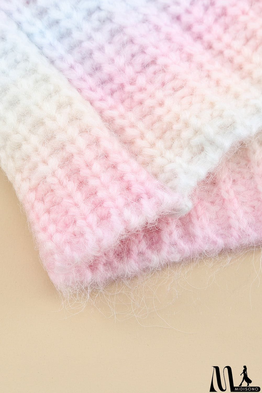 MidiSono - Cowl Neck Ombre Knit Sweater