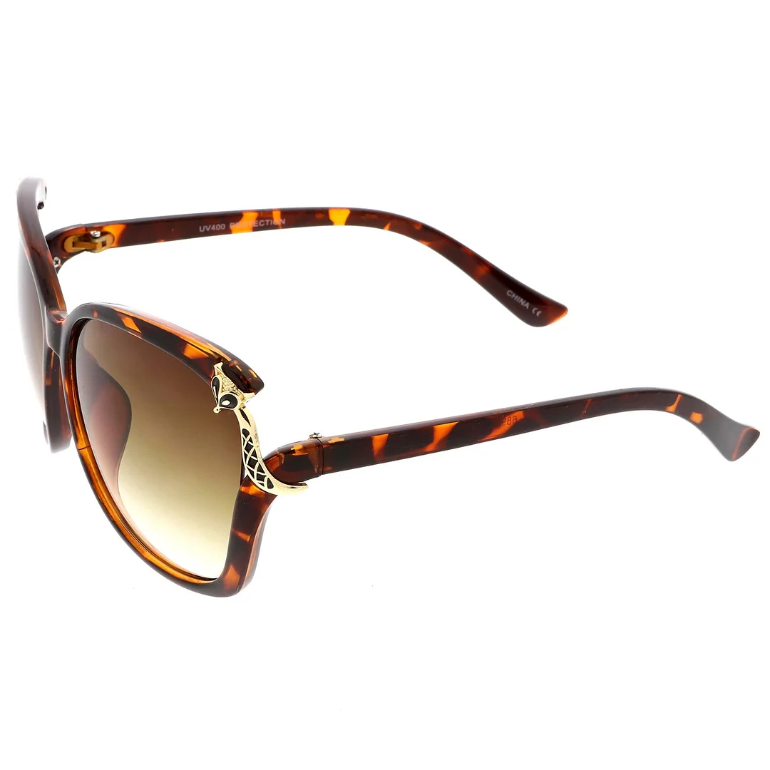 Women's Oversize Square glasses With Metal Fox Accent Cutout 60mm