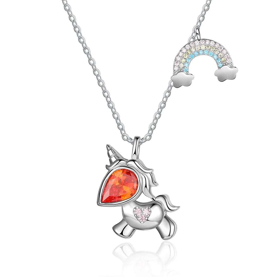 Unicorn Necklace with Rainbow Pendant Necklace for Kids