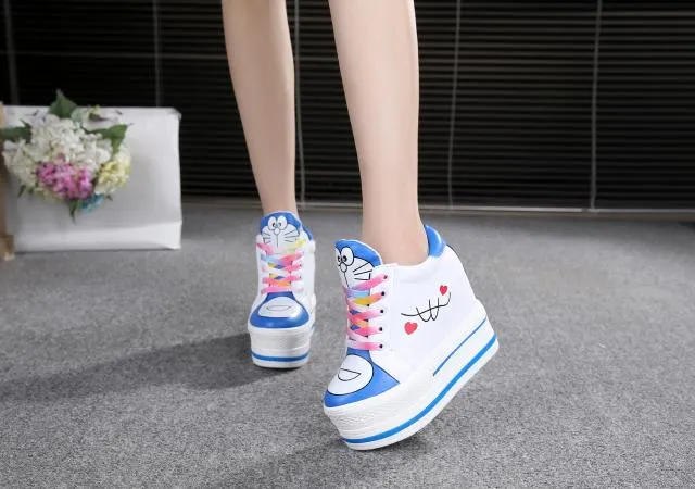 Women Sneakers 2022 Spring Autumn High Heels Ladies Casual Shoes Women Wedges Platform Shoes Female Thick Bottom Trainers W405