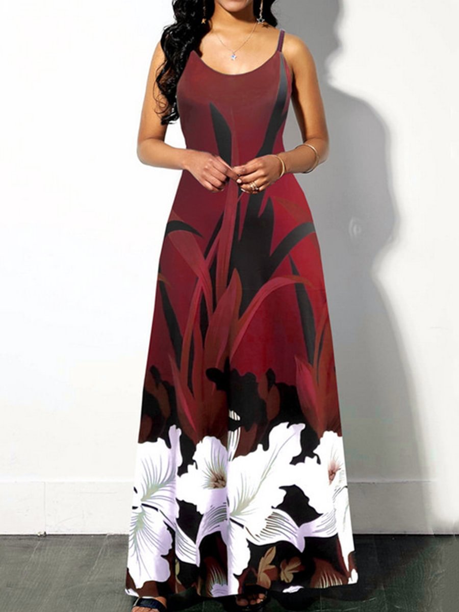 Printed Casual Strap Dress