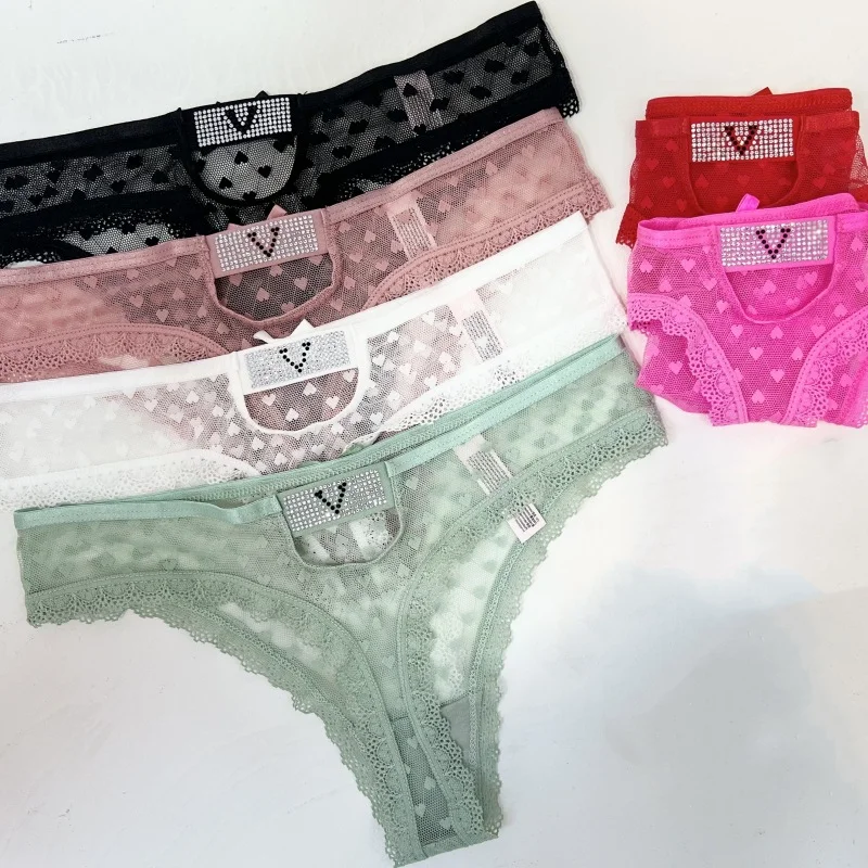 Athvotar Athvotar V Drowsing Hollow Lady T-Shirt T-Shirt Lace Trousers Love Lace Cotton Crotch Large-Size Thong Trousers Low-Rise Trousers