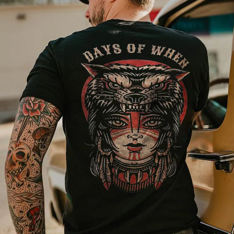 Designer DAYS OF WHEN printed men's loose T-shirt - Krazyskull