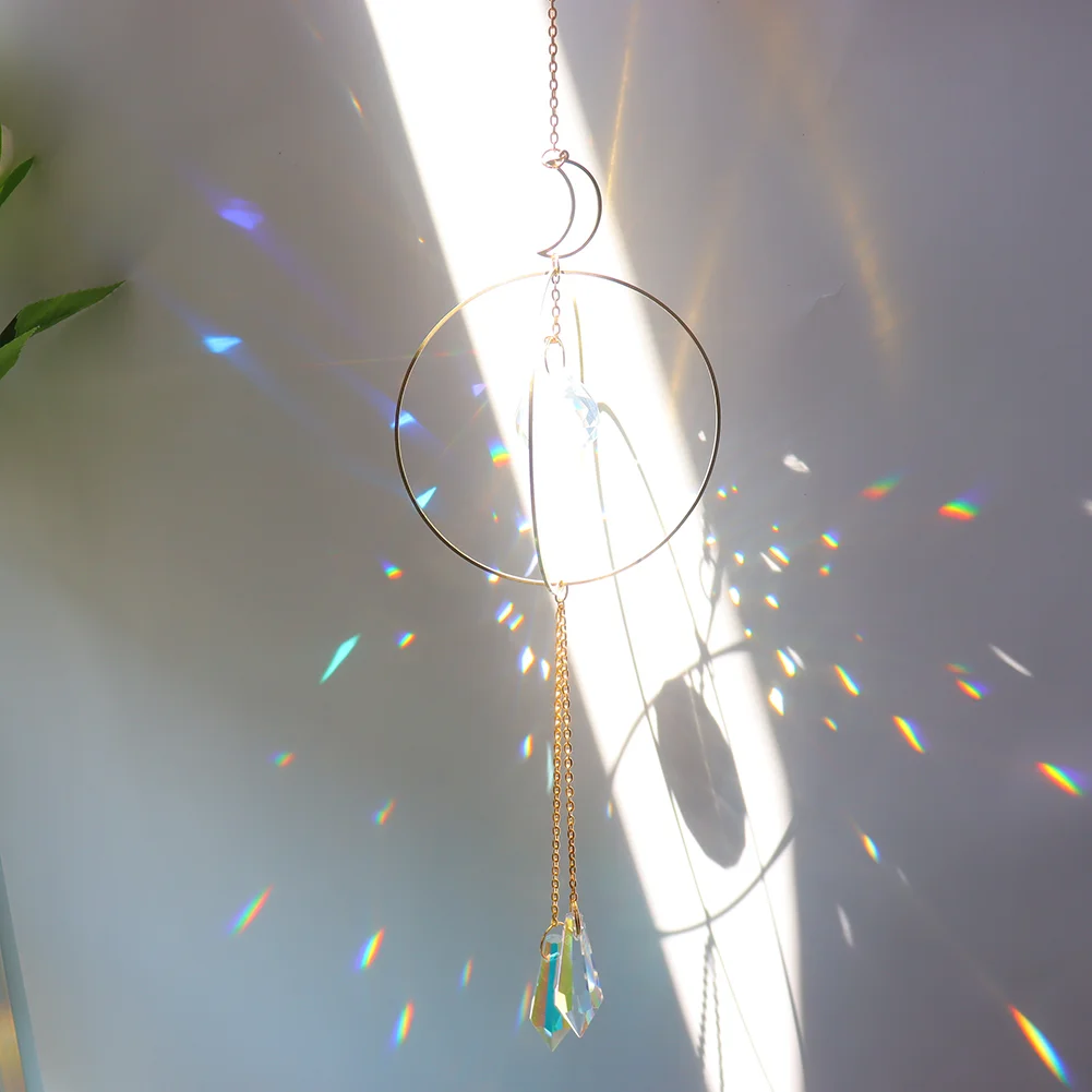 Crystal Suncatcher Ball Iron Ring Hanging Pendant Home Garden Decor (16)