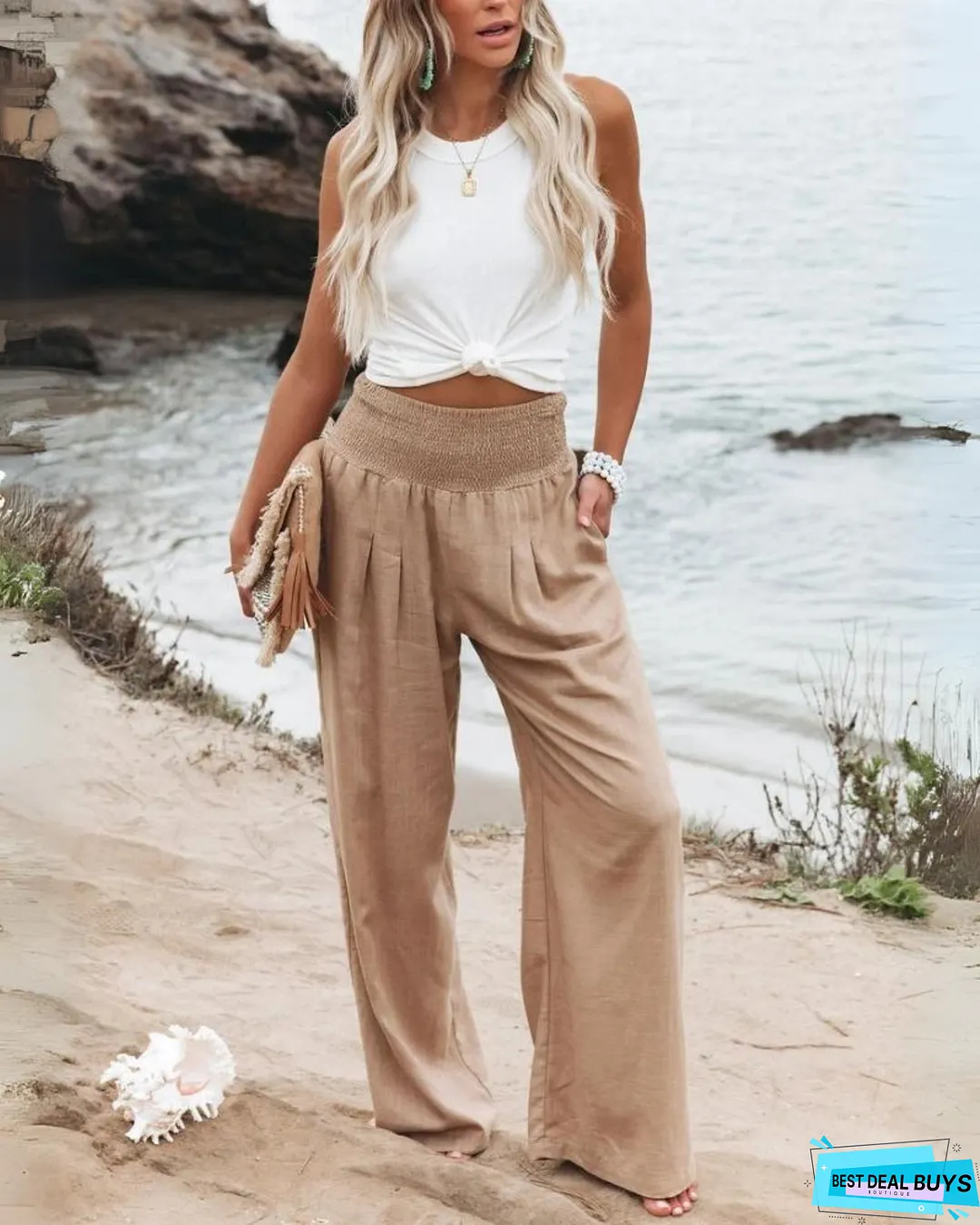 Ubud -High waist cotton linen pants