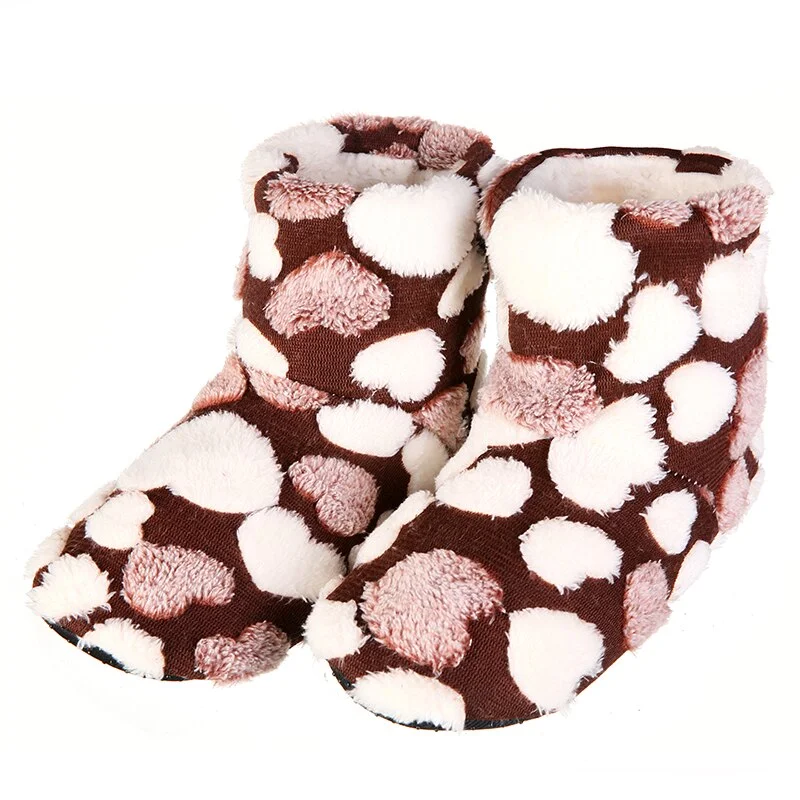 Glglgege Ladies Home Floor Soft Women indoor Slippers sole Cotton-Padded Shoes Female Cashmere Warm Casual Heart-shaped Shoes