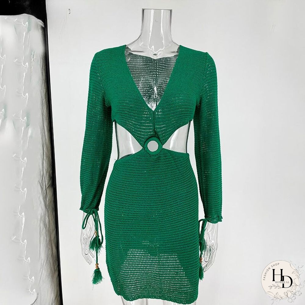 Fashion Sweater Green Dress