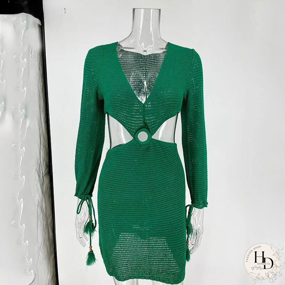 Fashion Sweater Green Dress