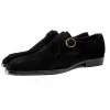 Mens Black Suede Dress Shoes Side Buckle