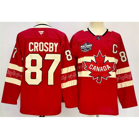 Youth Canada #87 Sidney Crosby Red 2025 4 Nations Face-Off Premium With C Patch Stitched Jersey