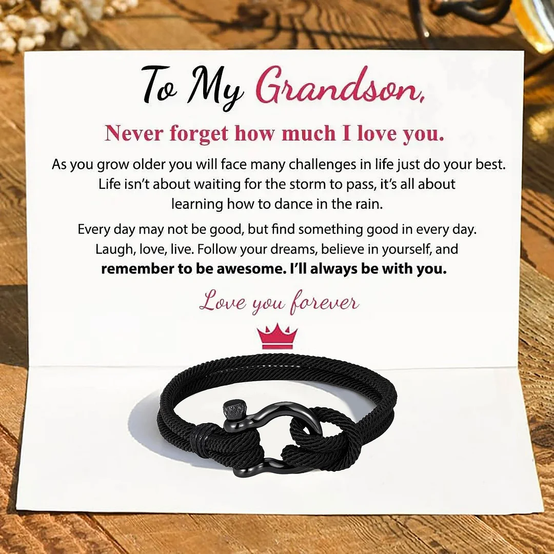 To My Grandson Love You Forever Nautical Bracelet