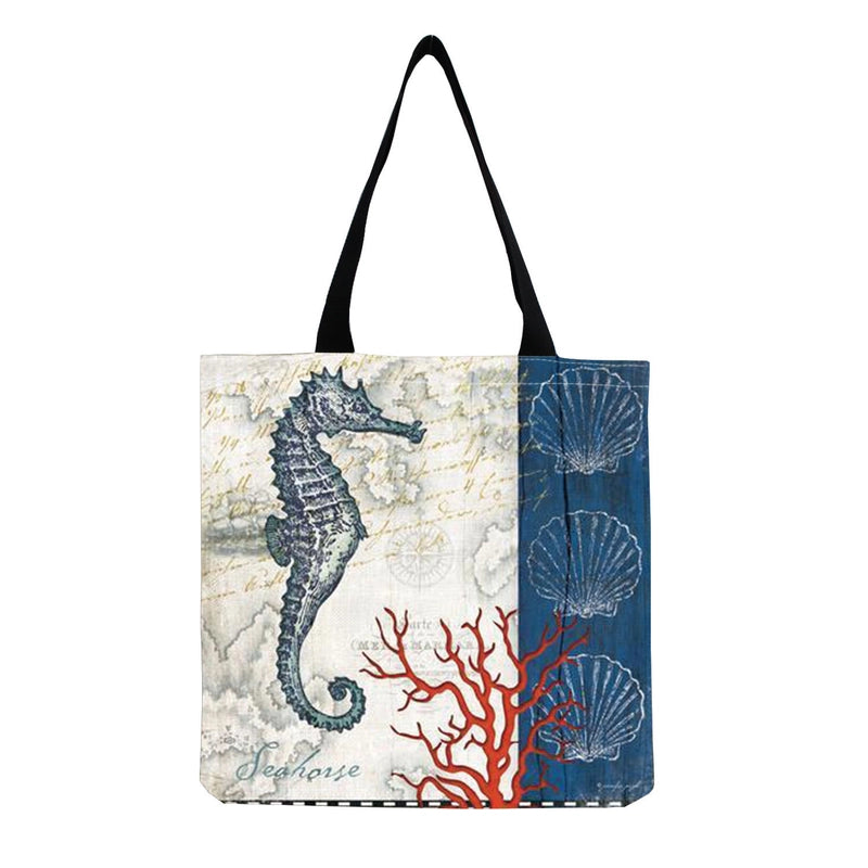 Women’s Medium Linen Animal Beach Square Open Shopping Bags