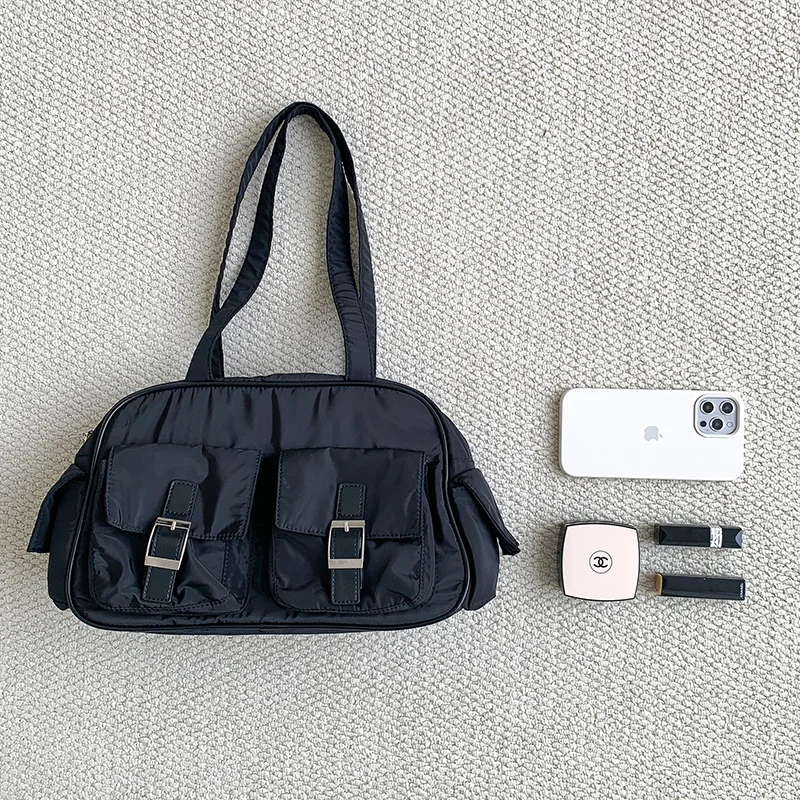 Mongw Mongw Version Large Capacity Women's Fashion Portable Handbag Casual Contracted Nylon Tote Bag Multi-Pocket One Shoulder Underarm Bag