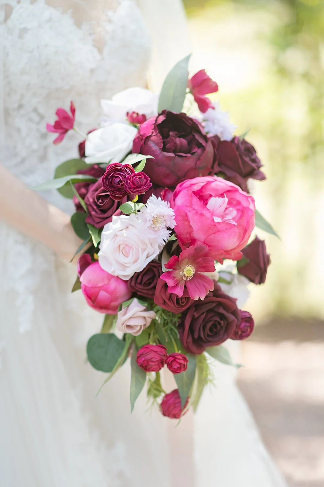 Standard Cascade Bridal Bouquet in Enthusiastic Fuschia | Clearance