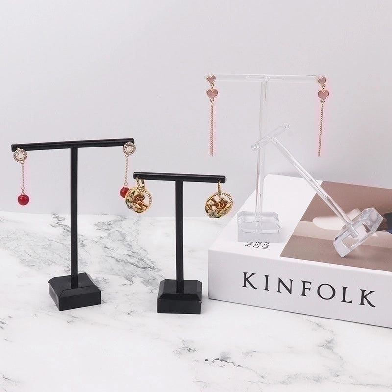 Minimalist T Shape Arylic Metal Jewelry Rack