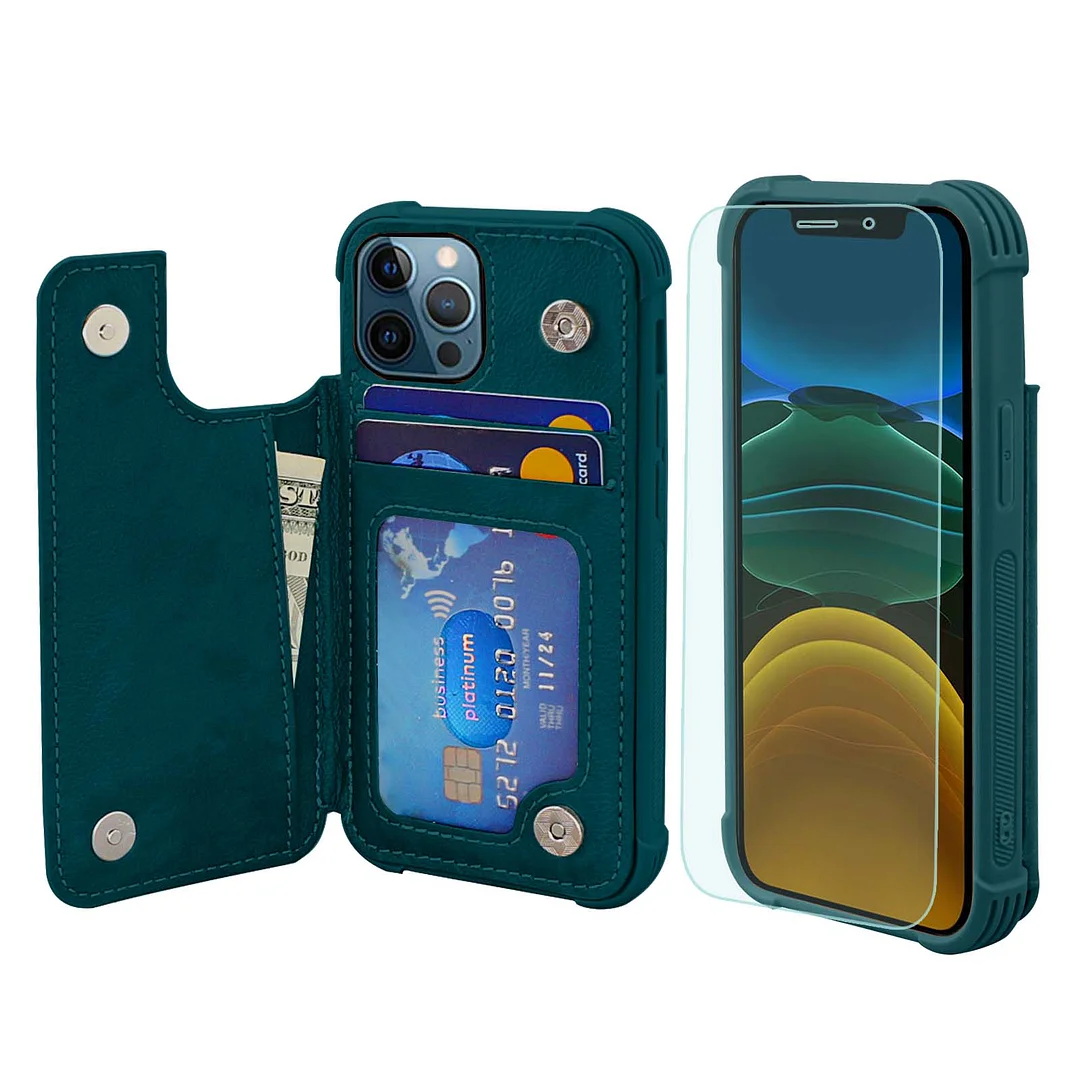 VANAVAGY Wallet Case for iPhone 13 Pro Wallet Case for magnetic car mount