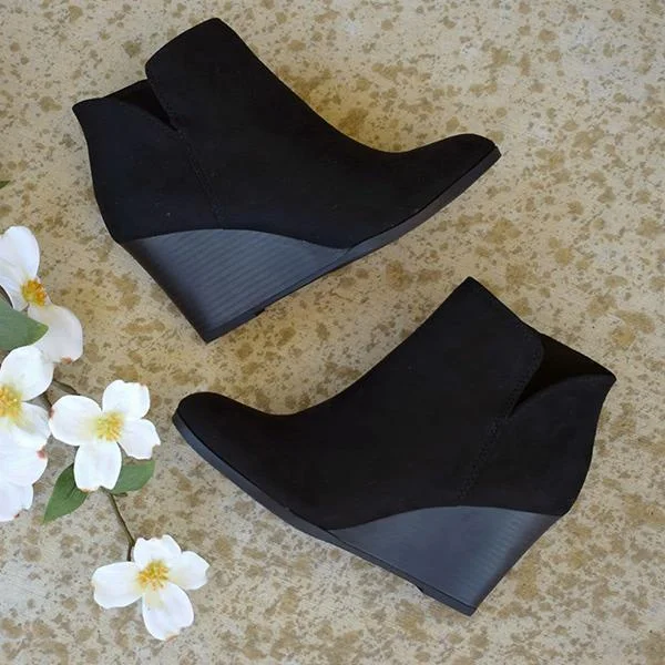 Side Slit Wedge Booties