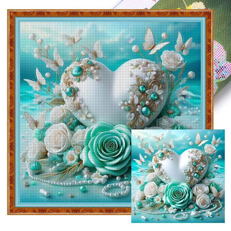 Heart-Shaped Rose (40*40cm) 11CT Stamped Cross Stitch gbfke