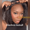 New Glueless Kinky Straight 200% Density Black Bob Wigs