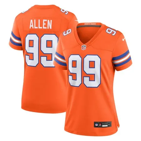 Women's Denver Broncos Zach Allen  Orange Mile High Collection 1977 Throwback Player Game Jersey