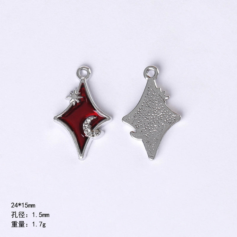 20 PCS/Package 22 * 9mm Alloy Cherry Heart Shape Rose Pendant Jewelry Accessories