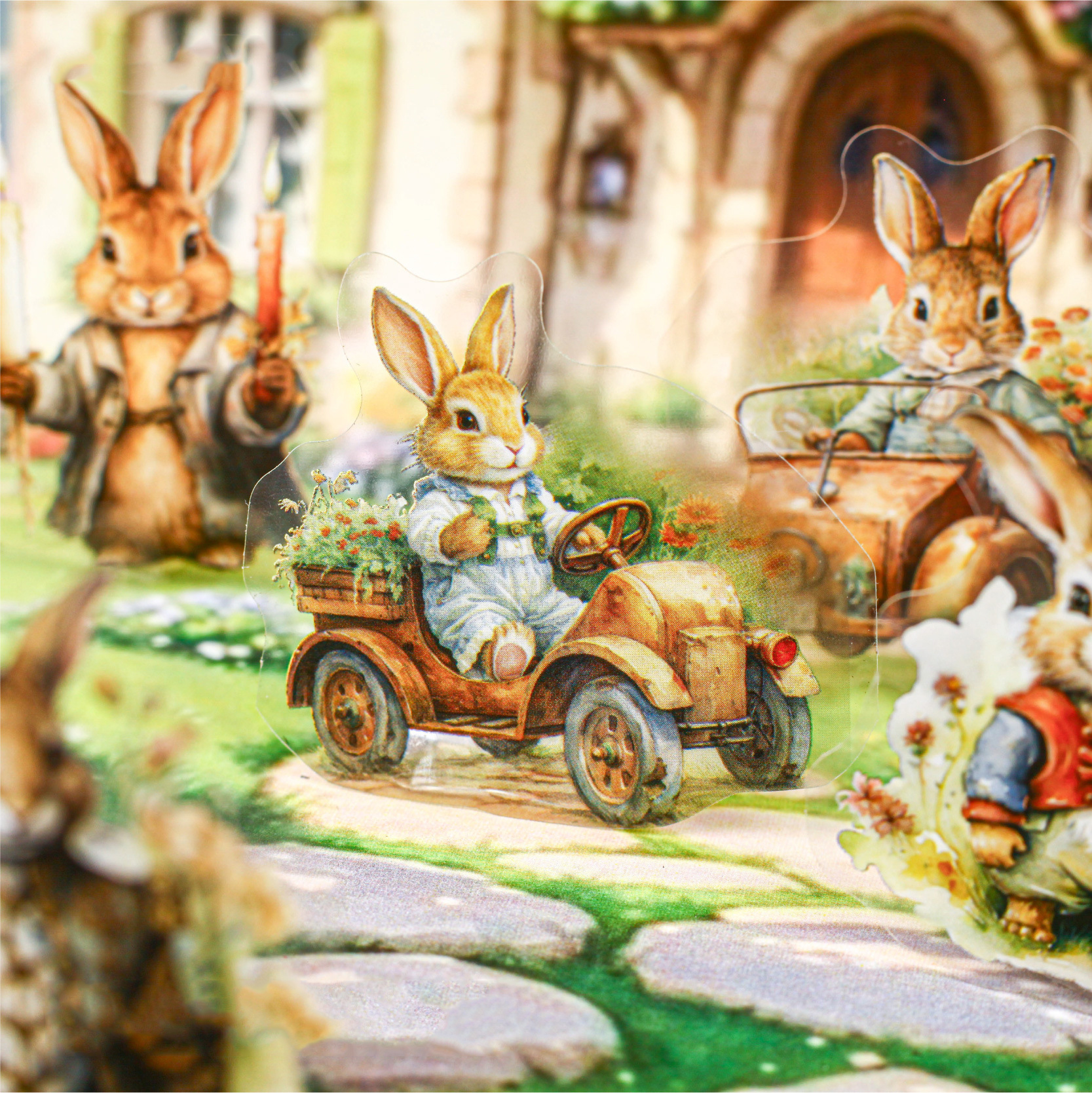 PET 스티커 - 동화 시리즈 귀여운 토끼 고양이