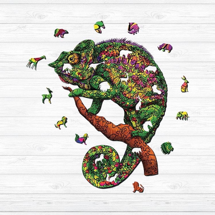 Green Lizard Wooden Jigsaw Puzzle