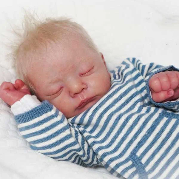 17" Sleeping Reborn Baby Boy Axel,Soft Weighted Body, Cute Lifelike Handmade Reborn Doll Set,Gift for Kids