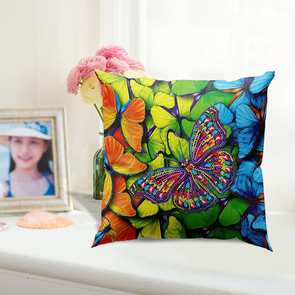 DIY Diamond Painting Pillow Case - Butterfly(30*30cm)(Single Side)