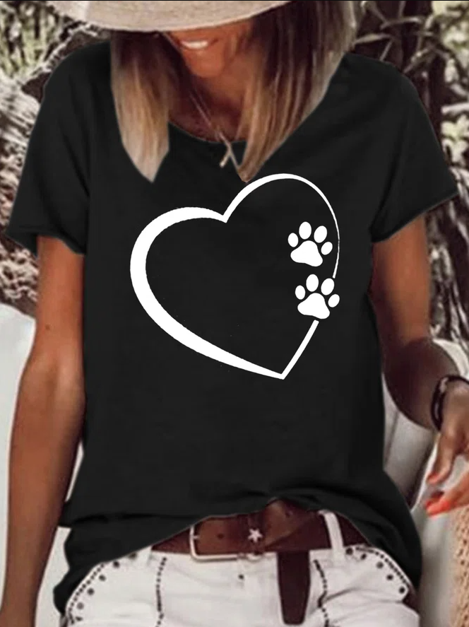 Heart Printed Funny Casual T-shirt