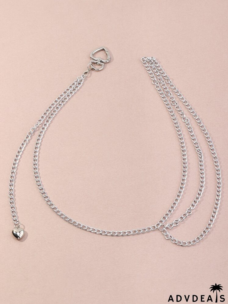 Heart Charm Layered Chain Belt