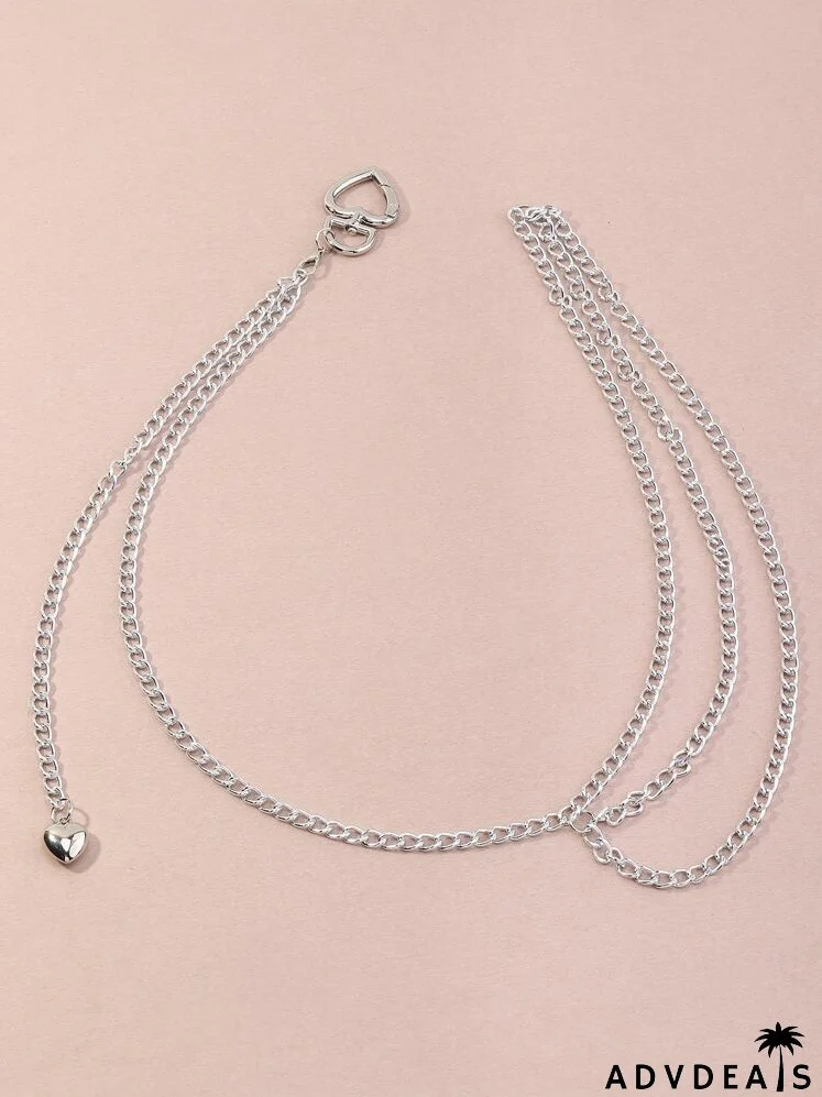 Heart Charm Layered Chain Belt