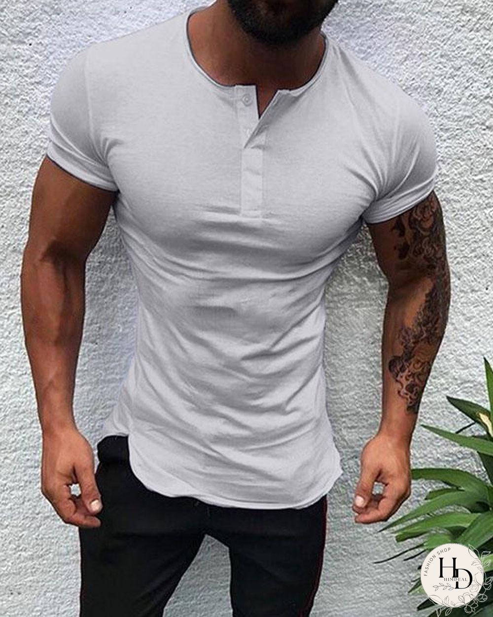 Mens Solid Casual Leisure Slim Shirts