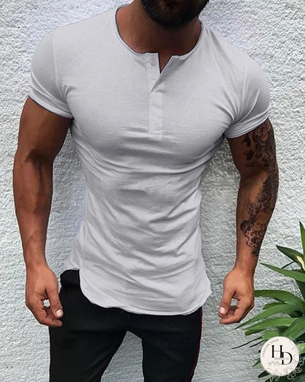 Mens Solid Casual Leisure Slim Shirts