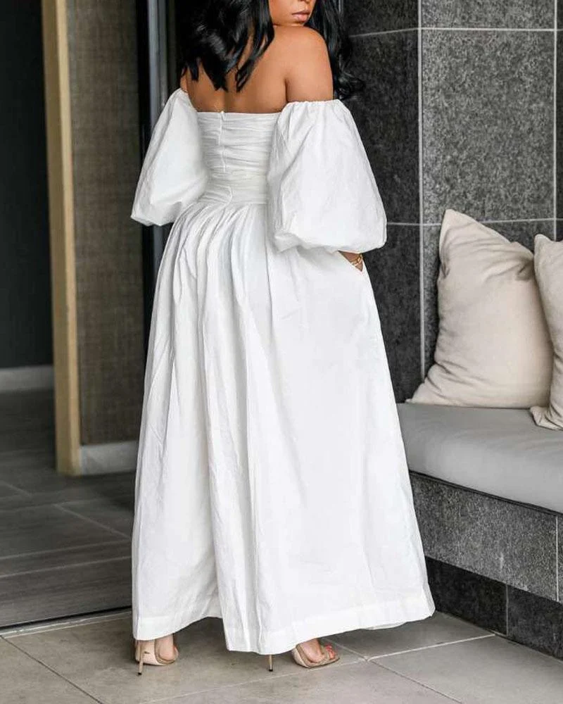 Solid Color Fashion One-shoulder Jumpsuit