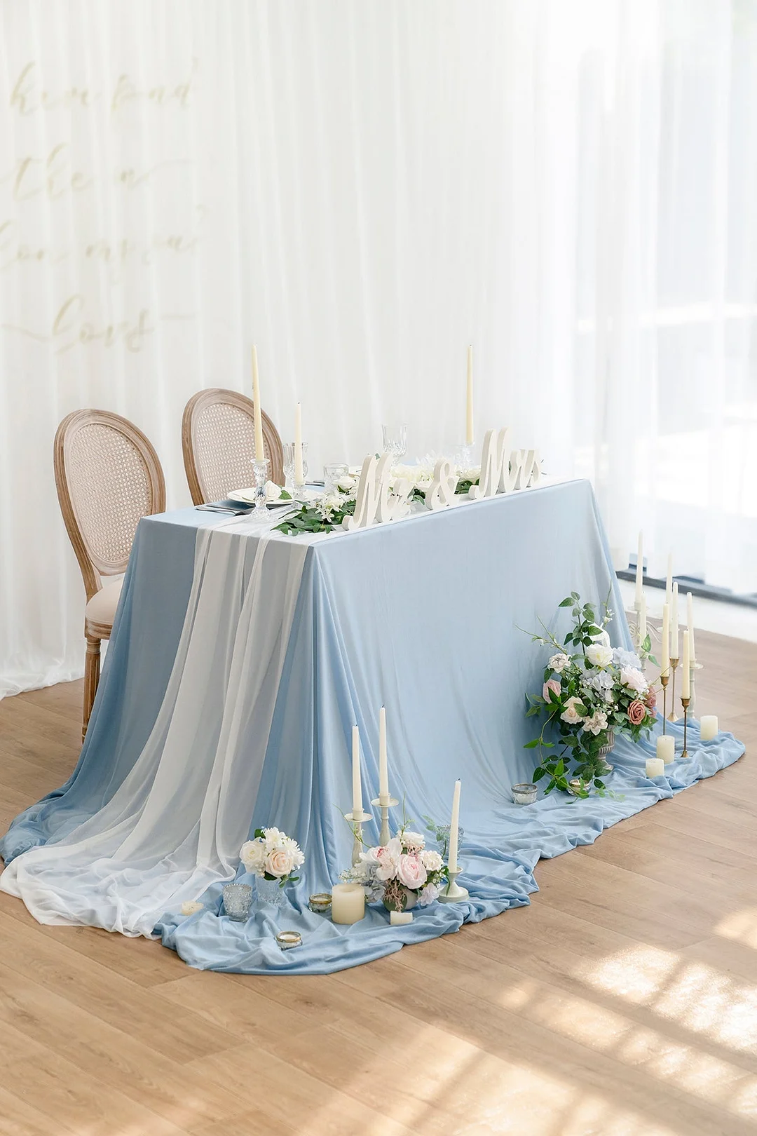 Table Cloth & Table Runner Set for Sweetheart/Head Table - 13 Colors