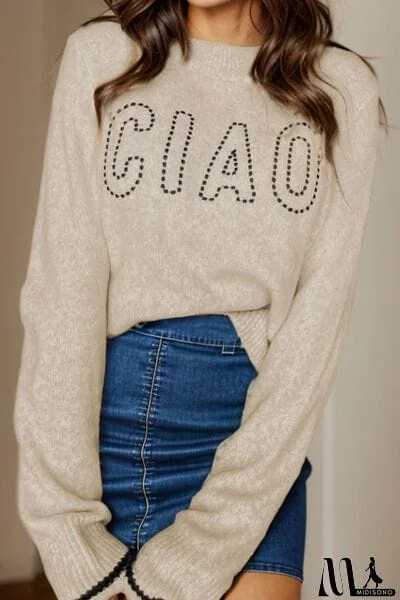 MidiSono - CIAO Round Neck Dropped Shoulder Sweater