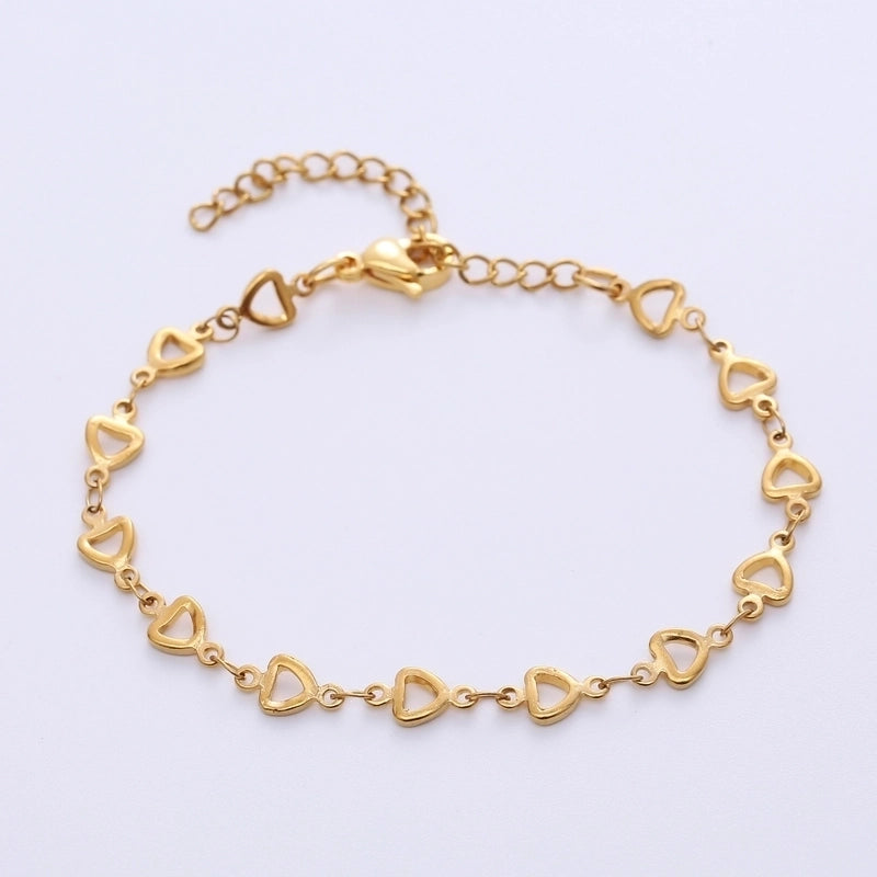 Minimalist Heart Shape Solid Color 304 Stainless Steel Bracelets Necklace