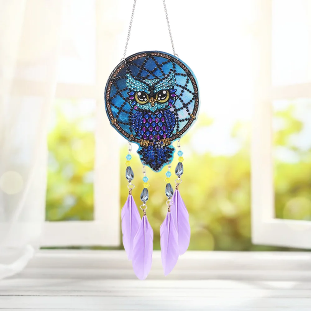 DIY Diamond Painting Dream Light Catcher Wind Chime - Owl