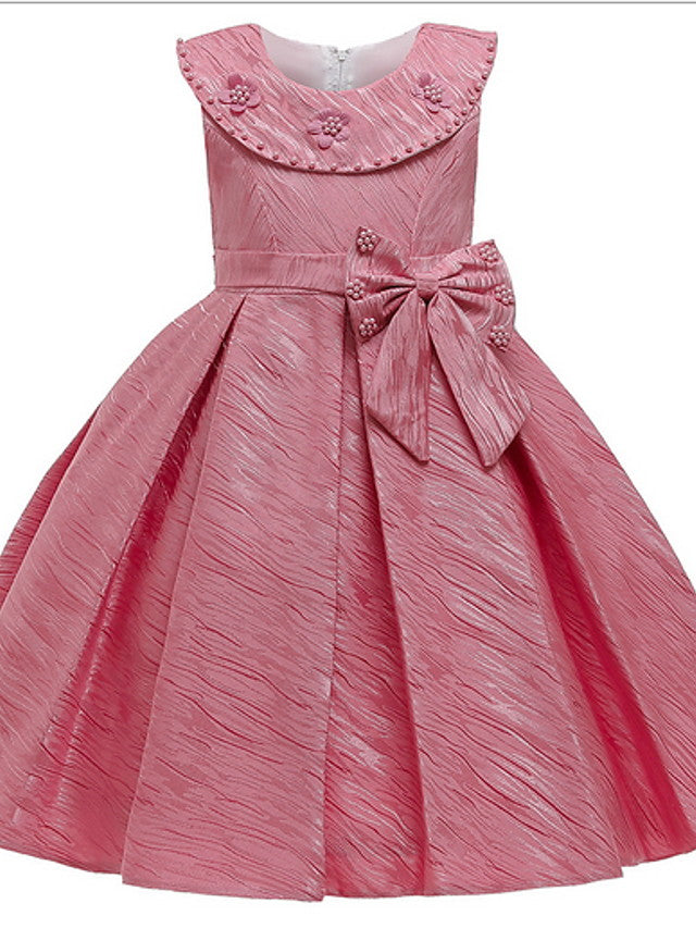 Oknass Ball Gown Sleeveless Jewel Neck Flower Girl Dresses Polyester  With Appliques
