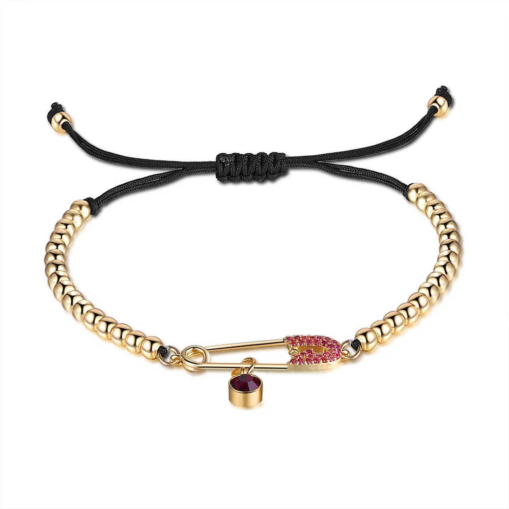 Personalisiertes Sicherheitsnadel-Anhänger Armband mit 1 Geburtsstein b1-l1 Kettenmachen