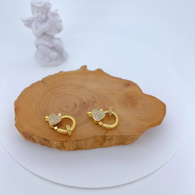 1 Piece 15 * 28mm Copper Zircon Heart Shape Jewelry Buckle Jewelry Accessories