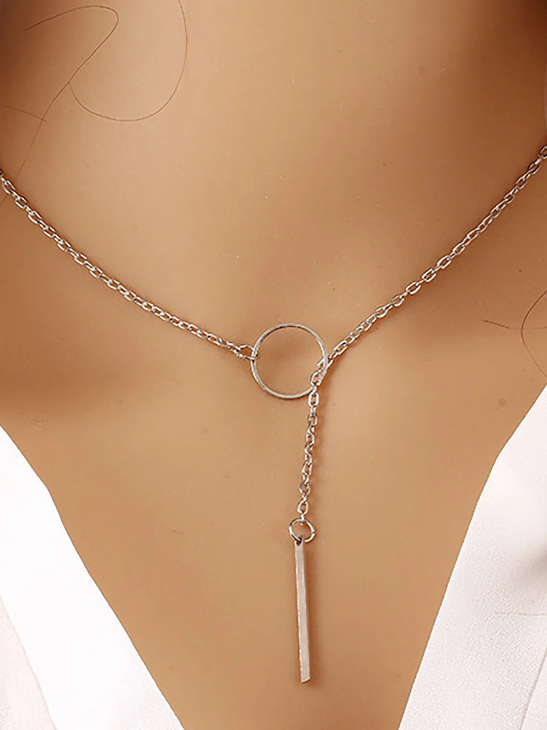 Womens Simple Alloy Ring Necklace | EGEMISS