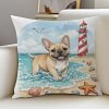 French Bulldog Seaside Puppy-11CT Stamped Cross Stitch Pillowcase 45*45cm tapestrymarket